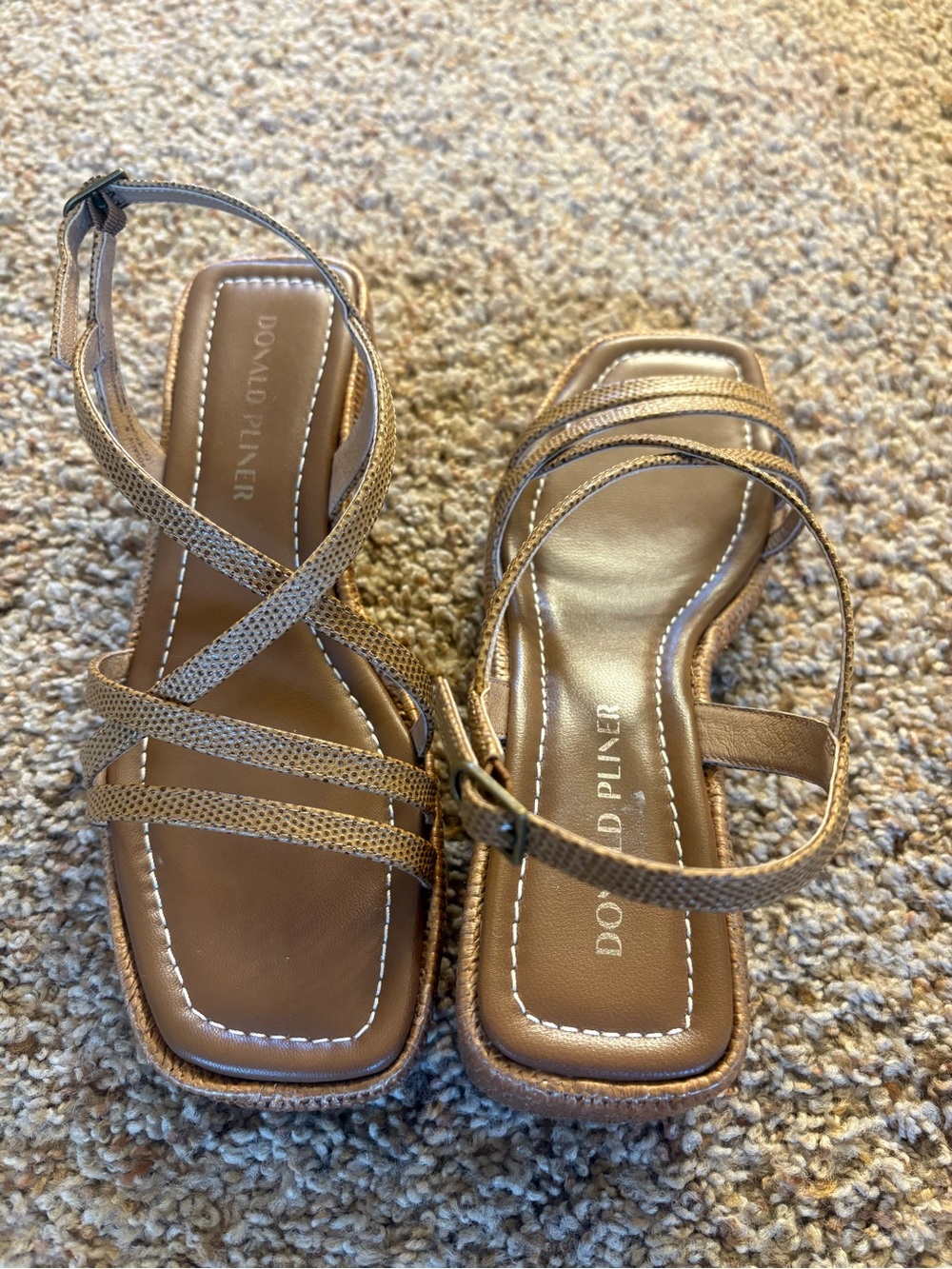 Donald J. Pliner Rosalie Saddle Brown Woven Slingback Sandal - Picture 2 of 5